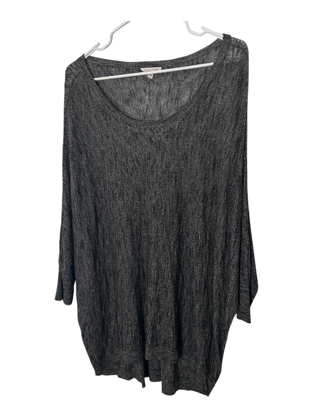 EILEEN FISHER Marled Linen Blend Dolman Sleeve Lightweight Sweater S28